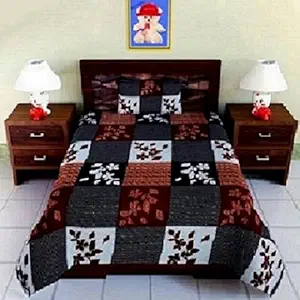 Cotton Villas 3D Printed Microfiber for Single bedsheet for Single Bed Brown Box with 1 Pillow Cover Microfiber and Cotton Mix Color White (88 X 60 inch )