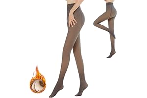 TEKLEMON Medias Térmicas Transparentes para Mujer Lana Forro Interior Cálidas de Invierno Forradas de Vellón Calzoncillos Suaves y Cintura Alta Leggings Pantimedias Color Carne Interior de Forro Polar