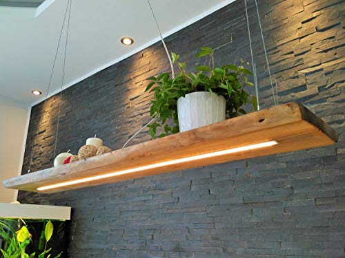 Preisvergleich Produktbild Deckenlampe Hängelampe Pendelleuchte aus Holz Holzlampe Douglasie Nussbaum 120cm Hängeleuchte mit Unterlicht Unikat