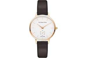 VICTORIA HYDE Damen Uhr Minimalist Armbanduhr Analoges Quarzwerk Schlicht Damenuhr mit Lederarmband Mesh Band