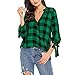 Produktbild SuperSU Frauen Langarm Plaid Print Sweatshirt Pullover Bluse Shirt V-Ausschnitt ärmellose Träger Weste Shirt Tank Tops Bluse Casual Hemden Longblusen Crop Tops Damen Zip Polo Shirt Bluse T-Shirt