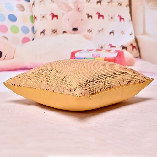 OurWarm Baby 43 x 43 cm Farbe Glitzer Pailletten Überwurf Kissen Fall Decor Kissenbezug, gold, 1 Stpck - 5