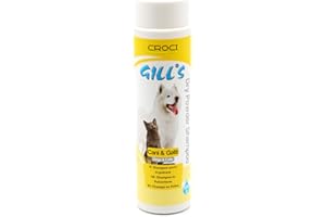 Croci Gill'S - Shampoing Sec en Poudre pour Chiens et Chats, Dégraisse Le Pelage sans Rinçage et sans Eau, 200 g