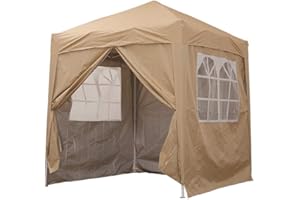 Storeinuk 2 X 2m Pop Up Gazebo Waterproof Outdoor Garden Marquee Awning Party Tent Canopy and Carry Bag for Festival Wedding(Beige)