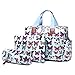 Miss Lulu 4 Piece Butterfly Baby Nappy Changing Bag Set (Blue)