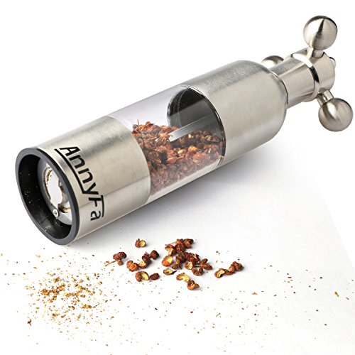 AnnyFa Salz und Pfeffermühle mit Präzision Gourmet Salz und Pfeffermühle Schwarzer Pfeffer Gewürz Flaschen – Edelstahl, Untere Sammler Ausgeschlossen (Medium) - 3