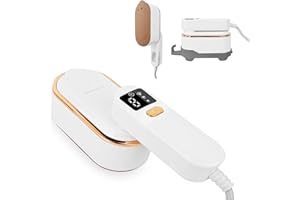 ZStarlite Travel Clothes Steamer with LCD Screen, 180°Folding Portable Steam Iron, Handheld Garment Steamer 1300W 150ML Wrinkles Remover 10s Fast Heat-up 3 Steam Levels for Travel, Home, Office(White)