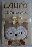 Babydecke mit Namen und Datum bestickt Schmusedecke Geschenk Taufe Geburt - 7