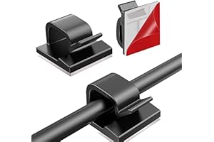 LEIWEE Self-Adhesive Cable Holder, Pack of 50 Cable Clips, High Viscous Cable Clips, Desk Organiser, Cable Management, Cable Guide for Charging Cable, Wall (Black)