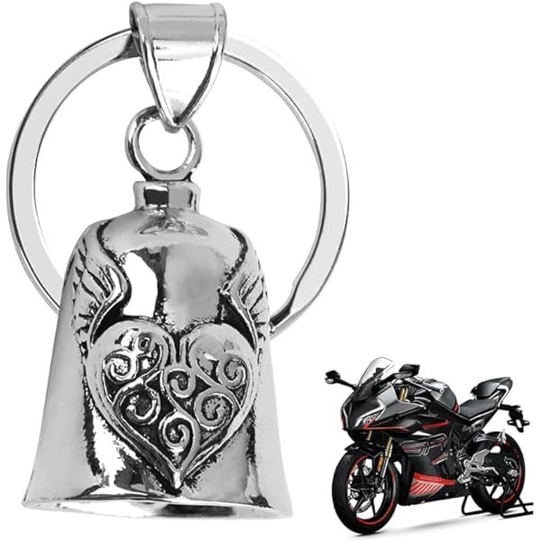 IOURVYA Clochette Guardian Bell Moto - Acier Inoxydable Argent En Forme D'Ange Gardien à Suspendre - Angel Biker Gremlin Bell Pour Cyclisme Et Vélos