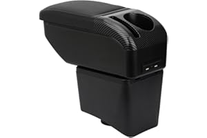 ZENVI Armrests Compatible with Volkswagen VW Polo Armrest 2010-2018 Center Console Organizer Box Double Layer Storage Style Usable for Elbow Support （Black Style）