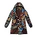 Produktbild Luckycat Damen Winter Warm Outwear Blumendruck Mit Kapuze Taschen Vintage Oversize Mäntel Jacken Mäntel Sweatjacke Winterjacke Fleecejacke Steppjacke