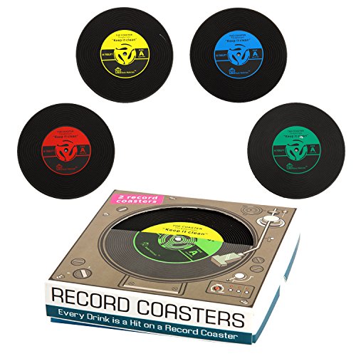 Untersetzer Glasuntersetzer Tasse Getränke Matte Coasters Placemats Retro Record Vinyl Schallplatten Design Set Rutschfest Isoliert