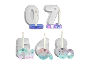 EBKCQ DIY Zahlen Kerzenständer 5 Stück Gießformen Silikon, Silikonform Kerzenhalter, 3D Kerzenforme, Silikonformen Epoxidharz für Beton Kerzenständer Tablett Dekoration