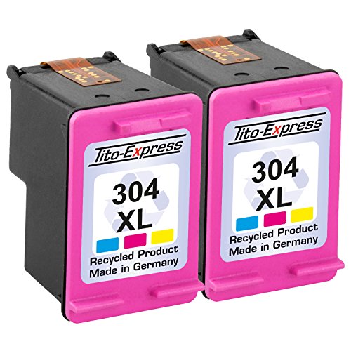 PlatinumSerie® 2x Druckerpatrone remanufactured für HP 304 XL Color mit Füllstandsanzeige und 157% mehr Inhalt! Für HP DeskJet 3720 3730 3732 Ink Advantage 3700 MFP - 2