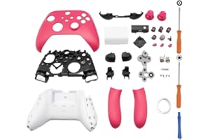 Hzxkqmil Full Housing Shell Kit Replacement for Xbox Series X/S Controller - Include Faceplates Case Middle Frame Side Rails ABXY Buttons LB RB Bumper Accessories (Pink)