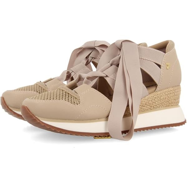 Sneakers Beige type espadrille met sleehak voor dames, Zwart, 40 EU