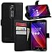 Price comparison product image Asus Zenfone 2 Case, HualuBro [Kickstand] [All Around Protection] Premium PU Leather Wallet Protective Case Cover for Asus ZenFone 2 ZE551ML / ZE550ML 5.5 Inch Smartphone (Black)