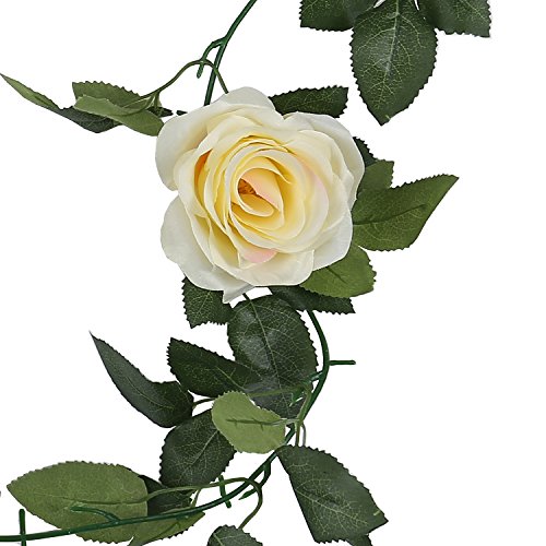 Houda Vintage Künstliche Fake Seide Blumen Girlande Aufhängen pflanzenblättern Home Garten Wand Hochzeit Decor 1 PCS champagnerfarben - 5