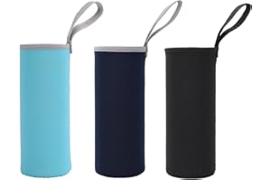 ZEACCT 3 Pezzi Copribottiglie Protettivi in Vetro, Sacchetti per Bottiglie Isolati in Neoprene, Copribottiglie Antiscivolo, per Bevande Fredde O Calde (Nero, Blu Cielo, Blu Navy)