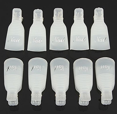 JJOnlineStore - Juego de 10 pinzas de plástico acrílico para uñas, color blanco