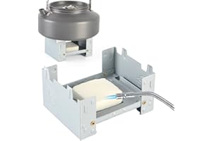 HONIWU Fornello da campeggio 95 x 75 mm, fornello da esterno ad alcool solido, fornello da campeggio pieghevole ad alcool, fornello tascabile con piastra zincata addensata per picnic all'aperto con zaino e s