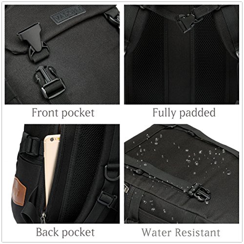 Vaschy Camping Rucksack L  ssiger Rucksack Vintage Rucksack Daypack Teen Schulrucksack f  r 15 Zoll Laptop Schwarz