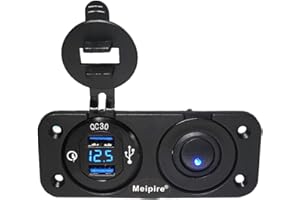 MEIJEEGU Meijegu QC 3.0 panneau de prise USB 12V / 24V, Quick charge 3.0 chargeur de voiture prise intégrée allume - cigare étanche adaptateur usb can pour moto bateau camion caravane ATV (E)