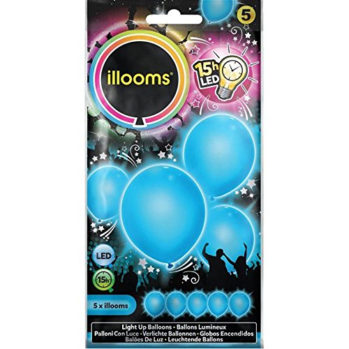 Preisvergleich Produktbild Illooms LED-LUFTBALLONS BLAU 5ER SET