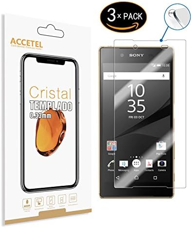 Sony Xperia Z5 Tempered glass screen protector - RE3O® 3 x screen protector tempered glass for Sony Xperia Z5 5,2'' inches, Easy to apply without air bubbles, Elegant round edge 2,5D, Hardness 9H, High transparency