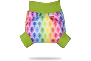 Petit Lulu Pull Up PUL Overtrousers Size XXL Waterproof Slip-On Trousers for Pants Nappies Cloth Nappies Reusable and Washable Slip On Trousers Made in the EU (Rainbow Flames)