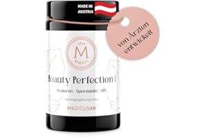 ‎MEDICUSAN Medicusan Beauty Perfection I – 200mg Hyaluron - 1mg Spermidin – 11.250mg OPC Traubenkern – 100% NRV Biotin, Kupfer, Mangan – Brennnessel, Lavendel, Löwenzahn uvm. – 2 Kapseln/Tag – 60 STK/30 Tage