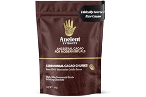 Ancient Extracts Ceremonial Cacao Chunks, Venezuelan Criollo, Raw, Fair Trade, Vegan, GMO-Free, 100g For Drinking Ceremonies and Heartwarming Rituals