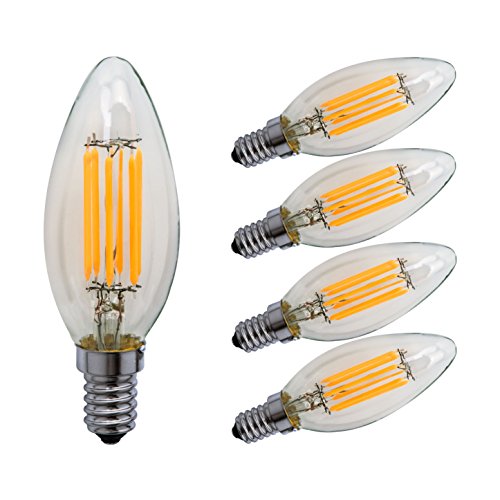 Sagel C35 E14 LED Vela Bombillas 6W, 60W Incandescente Bombillas Equivalentes, 600 lm, Blanco Cálido 2700K, Regulable Lámpara LED, Pack de 5