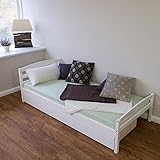 Homestyle4u Funktionsbett Holzbett Kinderbett Jugendbett 90×200 weiß Bettkasten Einzelbett - 2