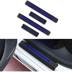 para Antara Astra Corsa Insignia Mokka Vivaro Decoración Pegatina para Estribos,Protección de Pedal de umbral,Faldones Laterales Fibra de Carbono,Evitar el Desgaste 4Pieza Azul