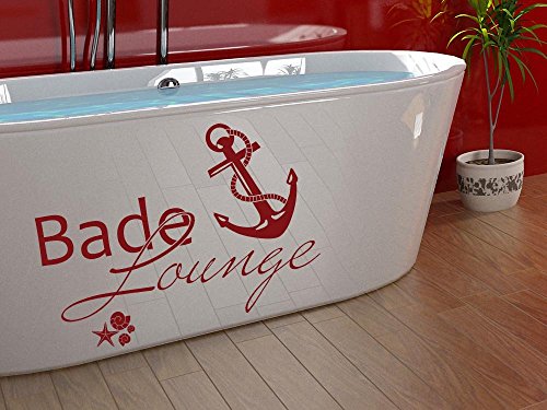 Wandaufkleber Tattoo Wanddeko Deko für Badezimmer Spruch Bade lounge Anker Seil (40x30cm//061 grün)