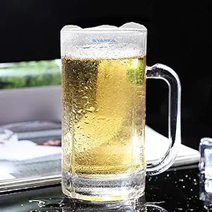 SYANKA Long Beer Mugs Set of 2, 400 ML, Crystal Clear, Simple Beer Glass, Perfect for Gift