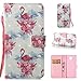Produktbild Misteem Mode Klapp Hülle Galaxy J7 2017 Karten Halterung Rosa Flamingo Blume, Elegant Schön Standfunktion Wallet Leder Schutzhülle Weich Ledertasche Kreditkarte Brieftasche Stossfest Magnetische Hüllen Etui für Samsung Galaxy J7 2017 J730