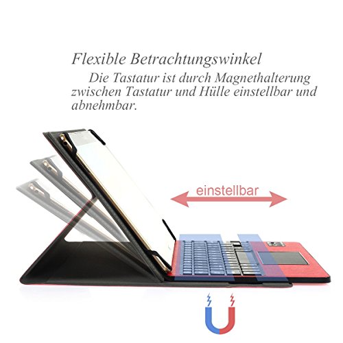 Bluethooth Tastatur, QWERTZ Deutsche Tastatur mit Touchpad, CoastaCloud Deutsch Bluetooth Tastatur Hülle mit Touchpad universal Für alle Windows / Android OS Tablet PC / Galaxy Tabs und Mobil mit 9-10.6 Zoll (Geeignete Tablettengröße : Min 15x24cm Max18x26cm)Schwarz - 5