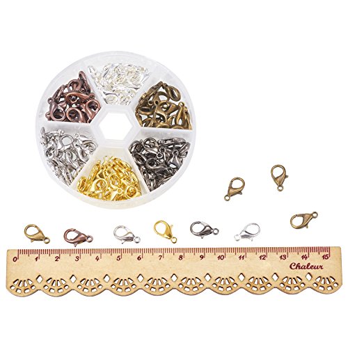 PandaHall 1 120 Feld Stück 6 Farben-Zink-Legierung Karabiner Schnallen, Nickelfrei, Gemischte Farbe, 14×8 mm, Loch: 1.2 mm; ca. 20 Stk. / Fach - 3