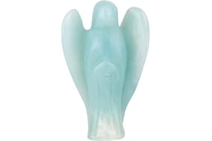 Morella piedra preciosa gema amazonita ángel talismán para llevar 3,5 cm en bolsa de terciopelo