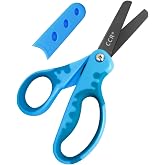 CCR Kids Scissors, 5.3 Inch, Kids Safety Scissors, Black Coated with Lid, Soft Grip, Suitable for Home, School, Arts and Craf