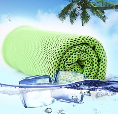 Carryme Cooling Towel Ice Cold Scarf Headband Wristband Bandana Bamboo Microfiber Towel, Instant Cool Relief Sweat-Absorbent Mesh Chill Pad for Gym Travel Summer Exercise Sports Outdoor Activities - Green