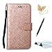 Produktbild LG Q6 Handyhülle,LG Q6 Hülle,TOUCASA® Geprägter Einhorn Premium PU Leder Flip Wallet Schutzhülle Stoßfest Bumper mit Kartenhalter Klappständer Magnetic Case Hülle für LG Q6 + Gratis Touch Stylus Pen & Staubstecker-Roségold