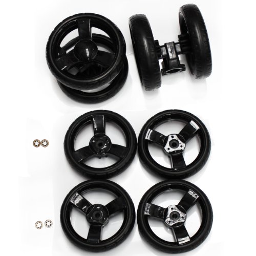 (Spare Parts) Zeta Vooom Wheels - Full SET - Black x8 Stroller Pushchair Buggy