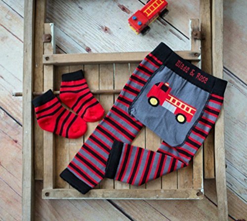 Blade And Rose Boys Fire Engine Leggings. 0-2 Years. Black & Red. (1-2 years)