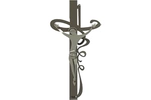 Arti & Mestieri Crocifisso Ricciolo piccolo di Design 100% Made in Italy - in Ferro, 23 x 45H cm (Bronzo e sabbia)