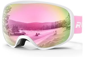 RIOROO Maschera da Sci, Occhiali da Sci per Uomo Donna OTG Maschere Sci,Anti Nebbia 100% Anti-UV Antipolvere Antivento per ciclismo Equitazione/arrampicata/sci