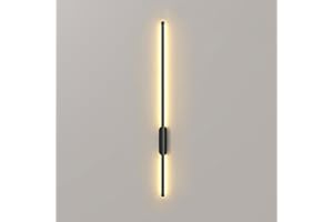 LAI HO Nowoczesne lampy ścienne LED na baterie, wewnętrzne bezprzewodowe akumulatory USB-C Kinkiety ścienne z pilotem, dalekopasmowa lampa liniowa (czarna, 100 cm)